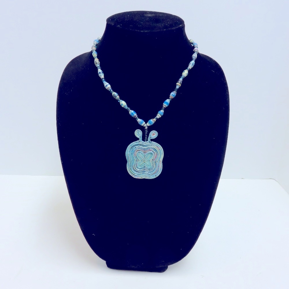 Upcycled Paper Origami Beaded Necklace  AG